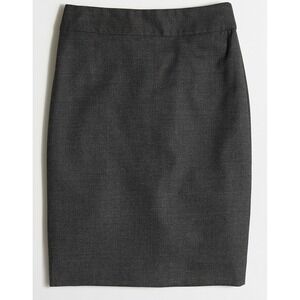 J.Crew Pencil Skirt Heather Carbon Gray Wool Flannel Stretch 6